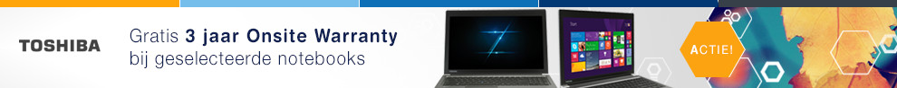 Gratis 3 jaar onsite warranty t.w.v. € 105 bij aanschaf van geselecteerde Toshiba notebooks