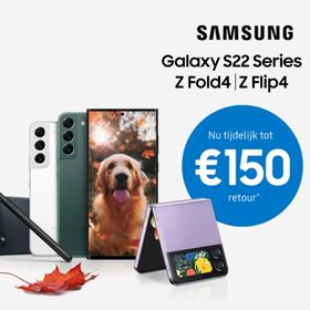 Tot €150 cashback bij Samsung Galaxy S22