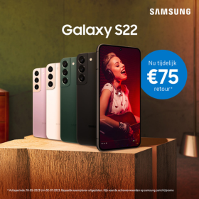€75 cashback bij aankoop van een Galaxy S22